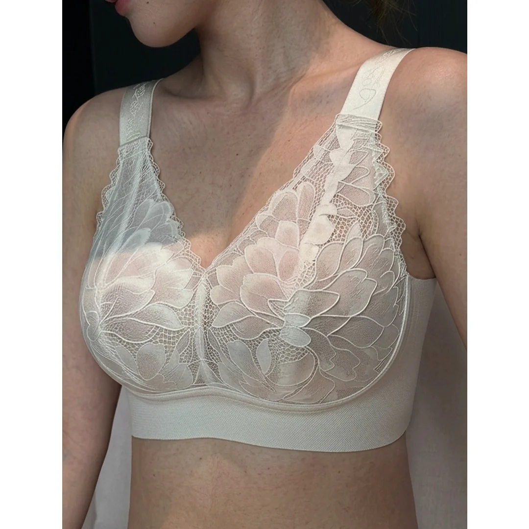 Elara Wireless Lace Lift Bra – Unlined Fuller Bust Support, Sizes 30–48 DDD to J Cup - Image 4
