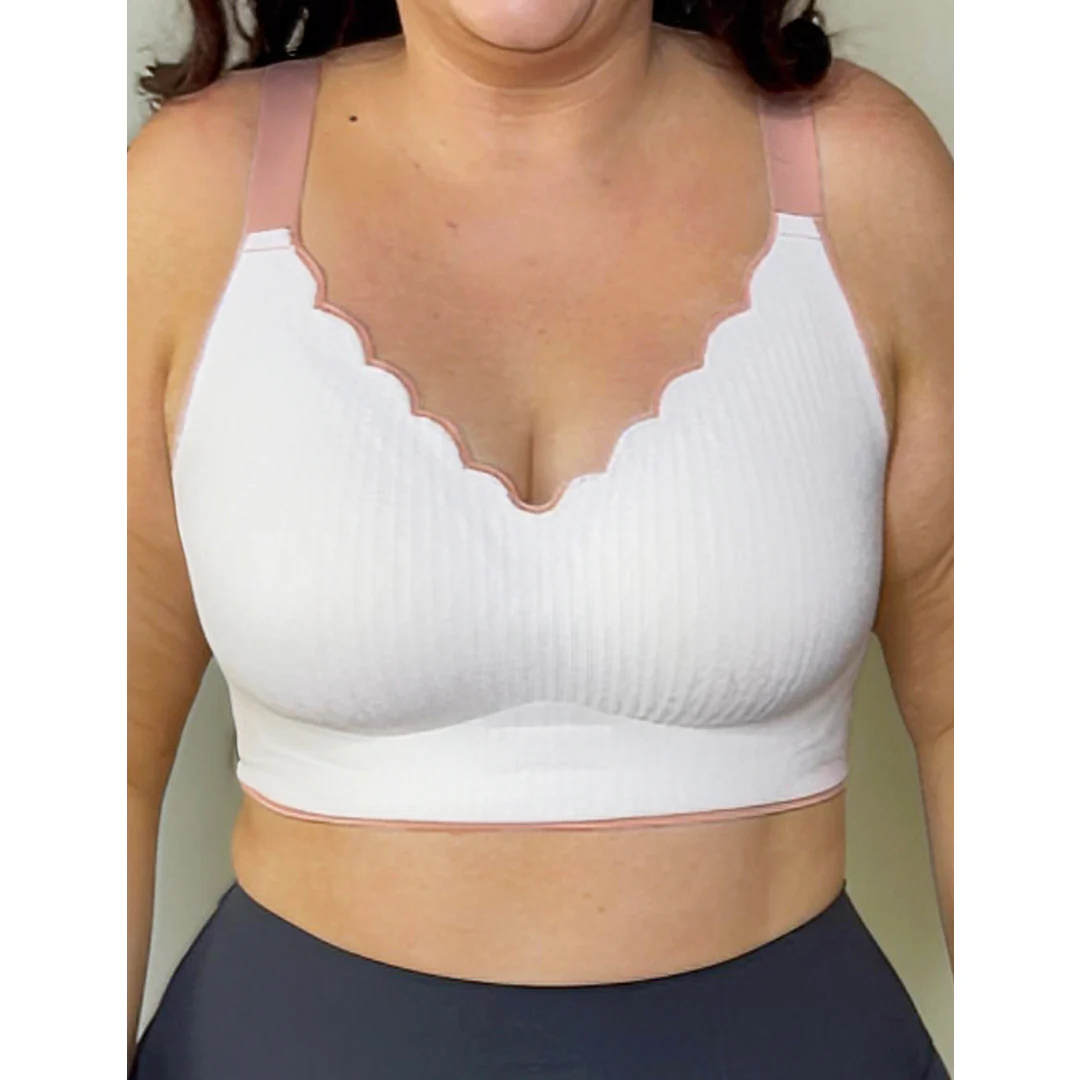 Sharon Two-Tone Scalloped Neckline Embossed Lace Bra Up to Size 44" - Image 8
